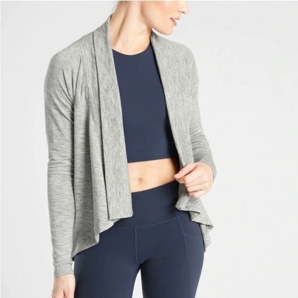 Athleta Nirvana Wrap Cardigan Sweater Heather Gray Size Small Modal Blend - Picture 1 of 9